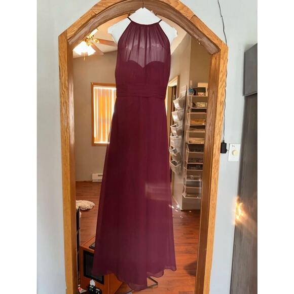 Women's Bill Levkoff Chiffon Bridesmaid Dress Size 6 Merlot - Picture 1 of 3